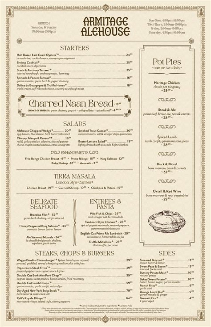 Exploring the Armitage Alehouse Menu: Hearty Pub Grub Meets Indian Flavors